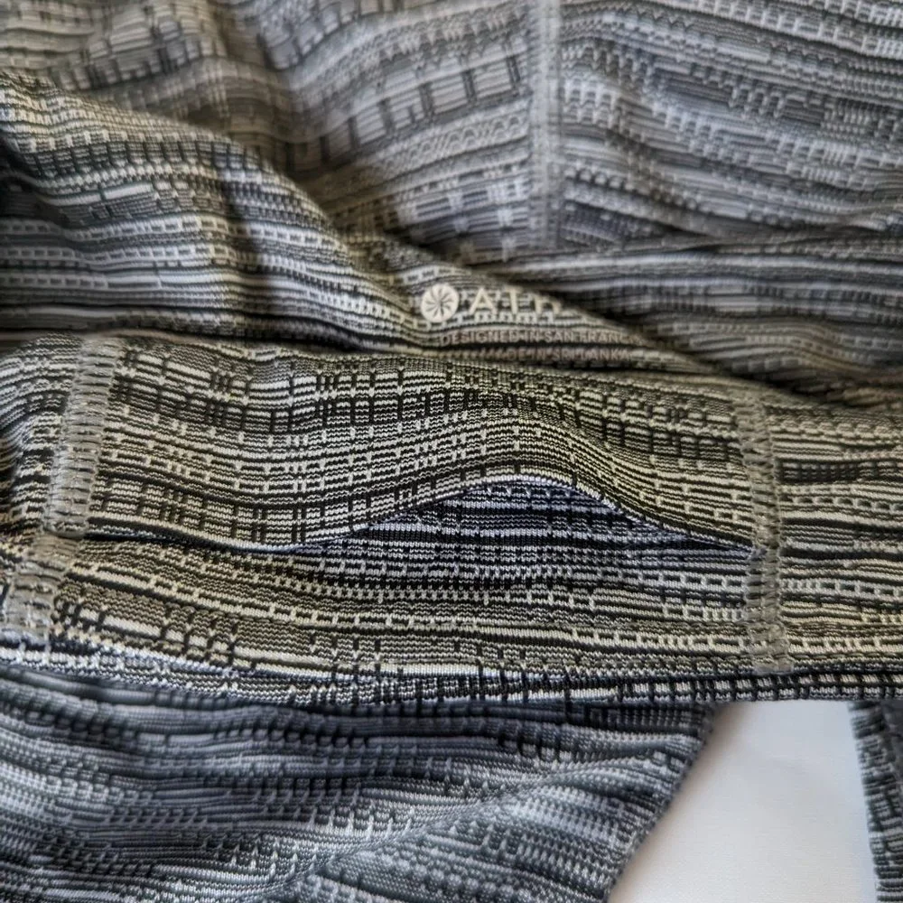 Athleta 7/8 Leggings Striped With Pockets Black and Gray Size M - Picture 9 of 10